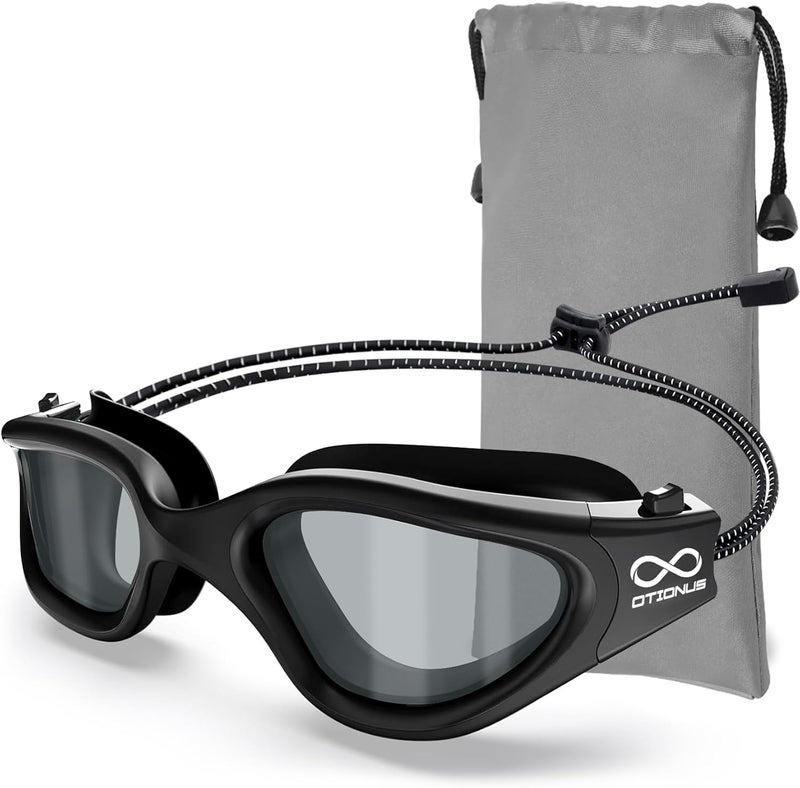 Otionus Store Swim Goggles, Polarized Adult Swimming Goggles Bungee Strap No Hair Pulling Anti-fog Pool Goggles for Men Women - Image 1